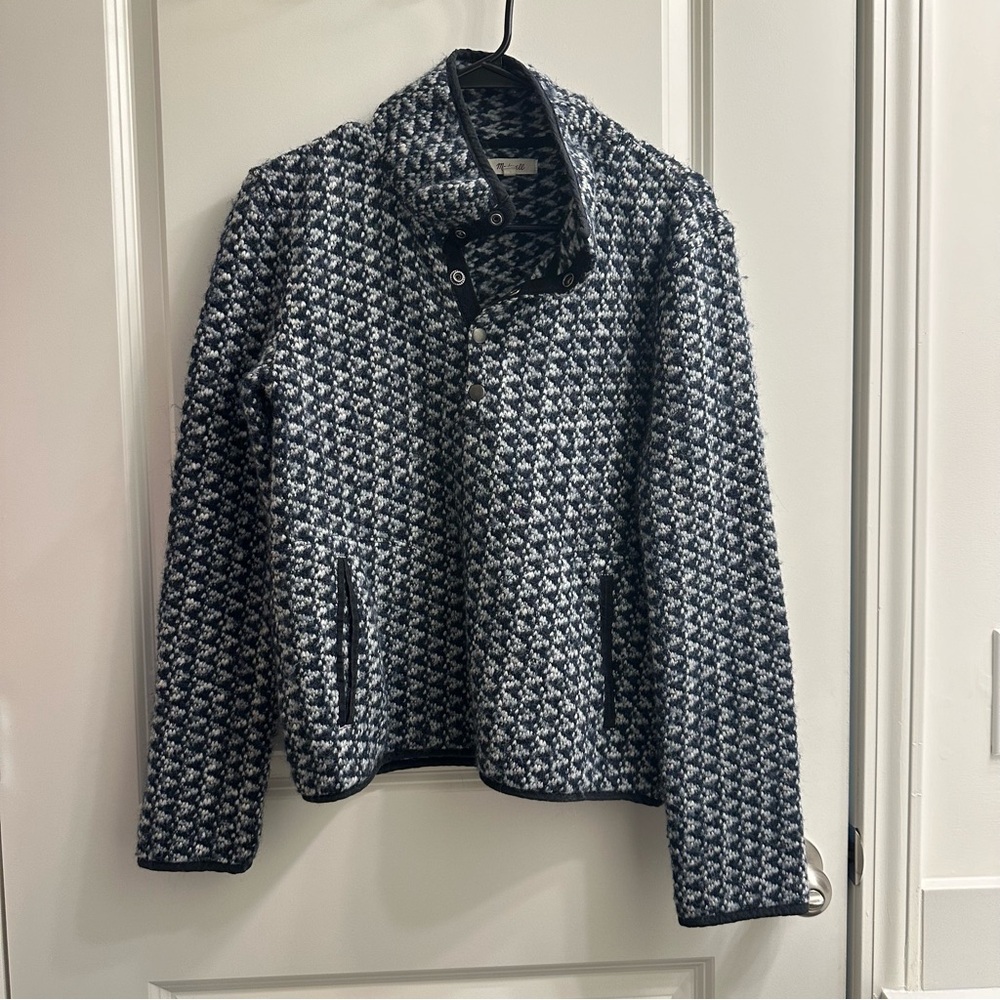 Madewell Navy Blue and White Textured Knit